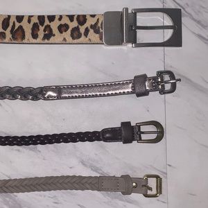 Belts - leopard, silver, brown, dark gray.
